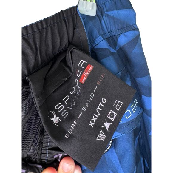 Spyder Swim Trunks XXL Men’s Blue Geometric UV Board Shorts Drawstring Pockets - Picture 8 of 8